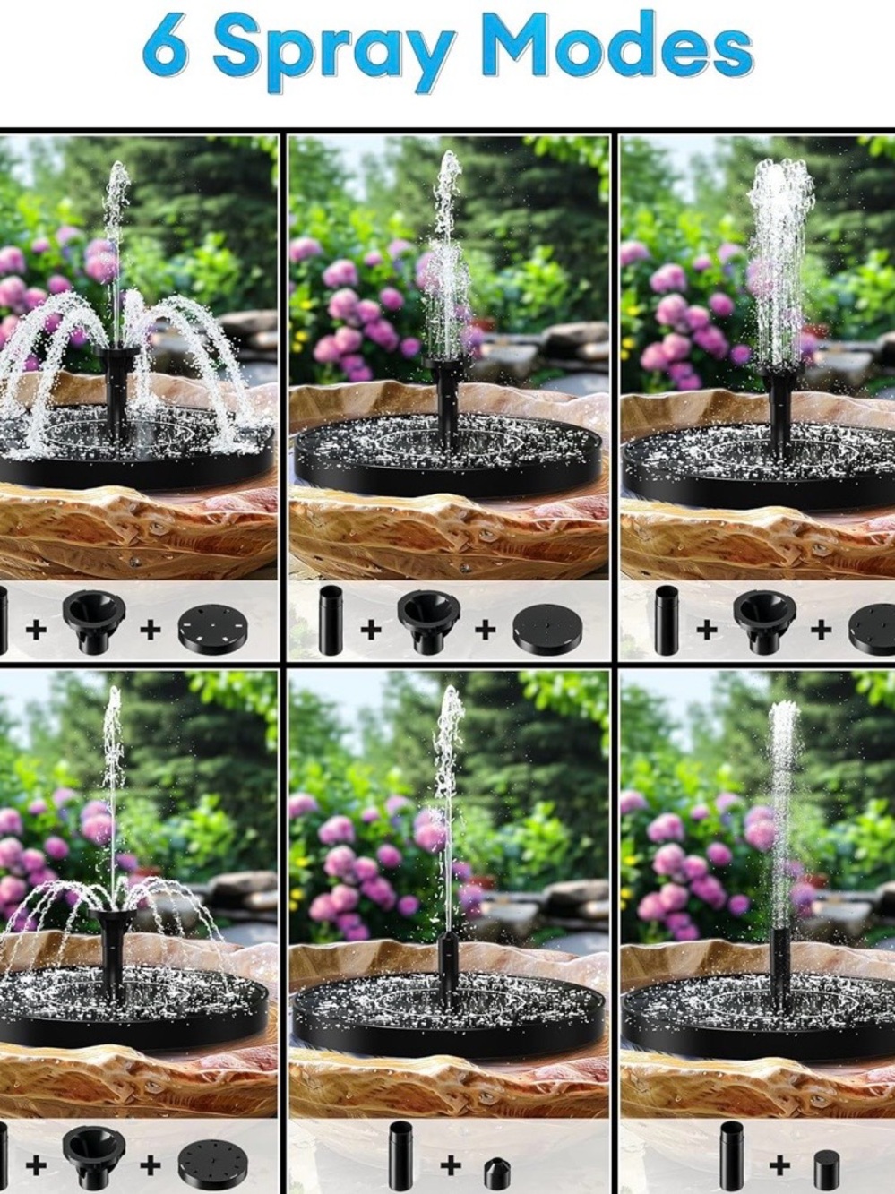NEW - 2.5W Solar Bird Bath Fountains– Upgraded Solar Pond Fountain with 6 Nozzle - Picture 3 of 7